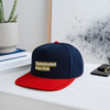 Golden Shower Snapback Cap - Navy/Rot