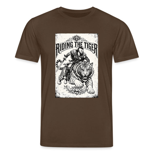 Riding the Tiger BW Organic T-Shirt – Men - Dunkelbraun