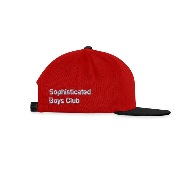 Embroidery Snapback Cap - Rot/Schwarz
