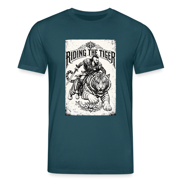 Riding the Tiger BW Organic T-Shirt – Men - Dunkles Petrol