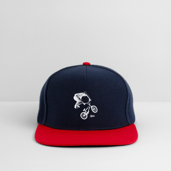 BMX Rider Snapback Cap - Navy/Rot